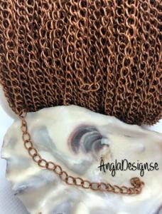 Kedja pansarlänk koppar 4mm bred, 1 meter