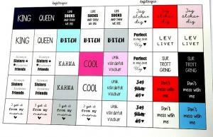 Budskap/texter för 14mm blandark "king queen mfl" 1ark