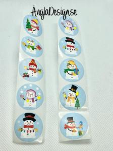 Klistermärken runda 25mm snögubbar, 10-pack