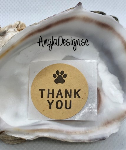 Klistermärken runda 25mm " Thank You" med tass, 10-pack