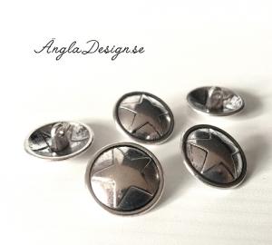 Avslut knapp/knappar med stjärna, antiksilver, 1st