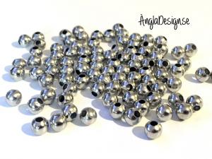 Mellandel metallkula, 6mm, antiksilver, 50-pack