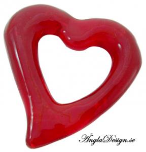 Lampwork hjärta siluett, stort rött, 5cm, 1st
