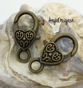 Karbinlås 25mm med hjärtan brons, 1-pack