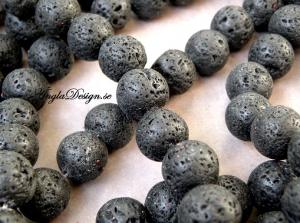 Andrasortering: Lavasten rund 12mm, svart, 6-pack