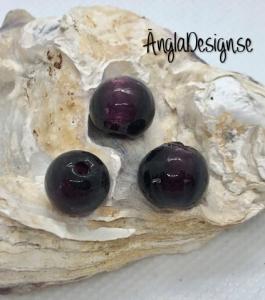 Glaspärla silverfoil rund 10mm mörklila, 3-pack