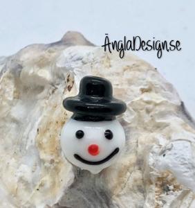 Glaspärla handgjorda lampwork snögubbe, 1st