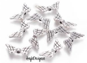 Mellandel Änglavinge antiksilver 19mm, 10-pack