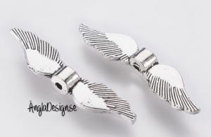 Mellandel Änglavinge antiksilver 35mm, 5-pack