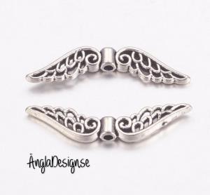 Mellandel änglavinge antiksilver 30mm, 4-pack