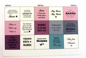 Textark 25mm blandade texter till Mamma, 1 ark