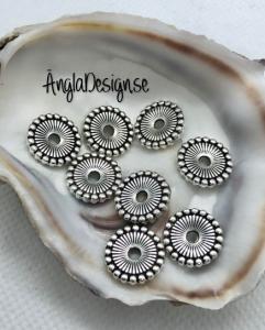 Mellandel stor daisy 12mm antiksilver, 10-pack