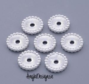 Mellandel stor daisy 12mm ljust silver, 10-pack