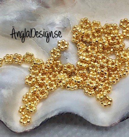 Mellandel mini daisy 3mm guldfärgad, 50-pack