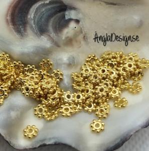 Mellandel daisy 4mm guldfärgad, 50-pack