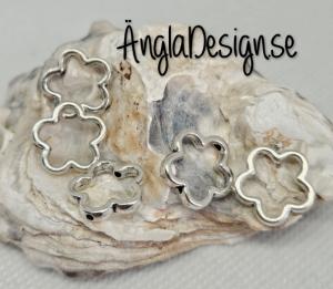 Mellandel blomma ihåligt, antiksilver, 5-pack