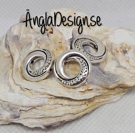 Mellandel Donuts vriden ring ihåligt, antiksilver, 3-pack