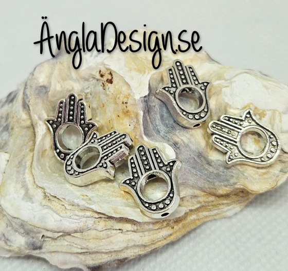 Mellandel Hamsas hand ihåligt, antiksilver, 5-pack