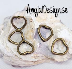 Mellandel hjärta ihåligt, brons, 5-pack