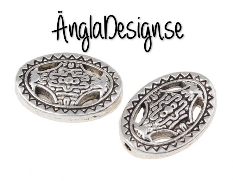 Mellandel stor oval i keltisk stil antiksilver, 5-pack