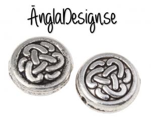 Mellandel rund knut antiksilver, 10-pack