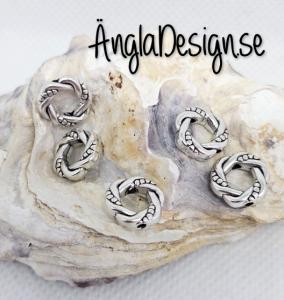 Mellandel rep snurrade ihåligt, antiksilver, 5-pack