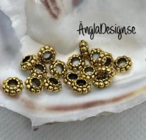 Mellandel tjock daisy 6mm  antikguld, 20-pack