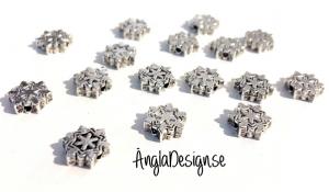 Mellandel antiksilver snöflinga, 10-pack