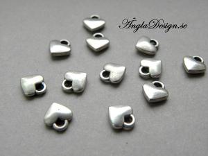 Berlock mini hjärta, slät antiksilver, 20-pack
