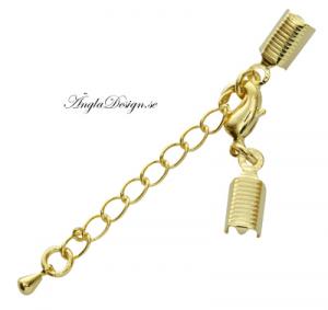 Mocka/Läder fäste inkl. förläningskedja, guld, 1st