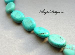 Naturlig turkos, platt oval, 1st