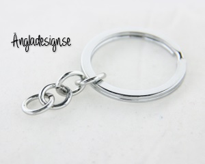 Nyckelring platina med kedja, 28mm, 1st