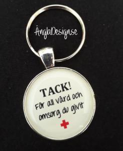 Färdig nyckelring ”Tack för all vård och omsorg Du givit”, 1st