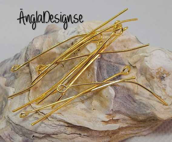 Öglepinnar guldfärgade, 4cm, 30-pack