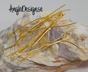 Öglepinnar guldfärgade, 4cm, 30-pack