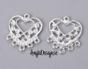 Örhänges chandelier hjärta i ljust silver, 2-pack