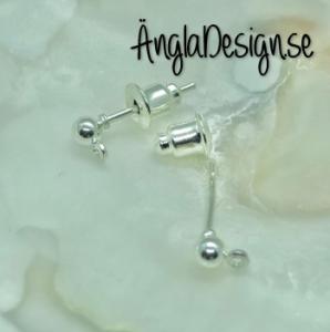 Örhänges stift med 3mm kula, ljust silver, 10-pack ( 5 par)