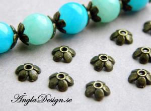 Pärlhatt brons liten 5-bladig blomma, 30-pack