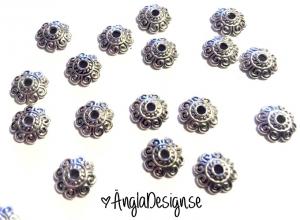 Pärlhatt 8mm, snirklig antiksilver, 20-pack