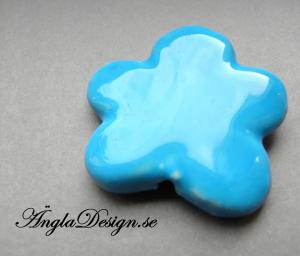 Porslinspärla blomma 38mm, blå, 1st