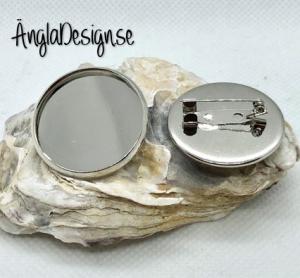 Brosch platina för 25mm, 1st