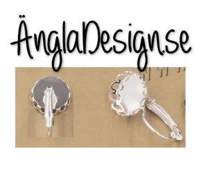 Örhängesram båge 14mm, ljust silver, 1par