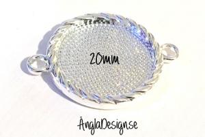 Connector ram 20mm ljust silver med repkant, 1st