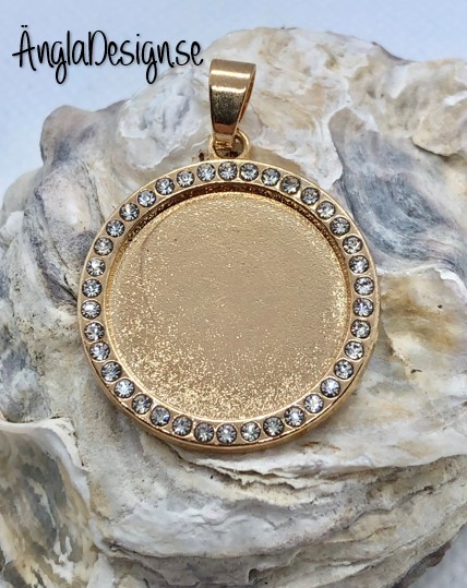 Ramberlock 20mm med häng och strass, guldfärg pläterad, 1st