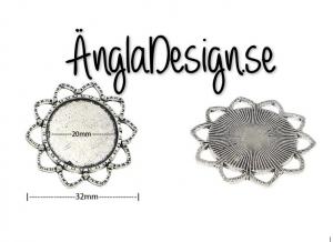 Ramberlock 20mm stjärn/blomma antiksilver, 1st