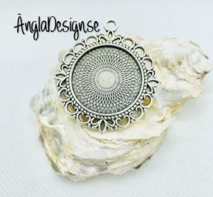 Ramberlock antiksilver 25mm sirligt mönster, 1st