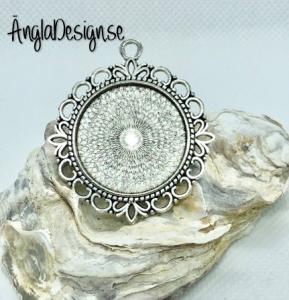 Ramberlock antiksilver 25mm dubbelsidig sirligt mönster, 1st