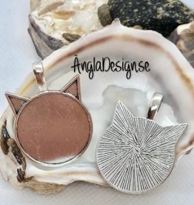 " Andrasortering" Ramberlock antiksilver katt för 25mm, 1st