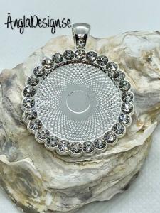 Ramberlock 25mm rundad kant med strass i ljust silver, 1st