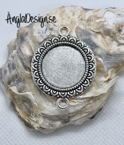 Connector ram 20mm antiksilver med mandala mönster, 1st